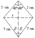 106. 1410 km 107. Määritetään aluksi kulma α tangentin avulla. 0 cm tan 40 cm 6,87 Merkitään kärjen etäisyyttä hypotenuusasta x:llä, joka voidaan ratkaista sinifunktiota käyttäen.