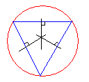 Kolmion kulmien puolittajien leikkauspiste on kolmion sisään piirretyn ympyrän keskipiste.