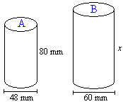 Lieriöt A ja B ovat yhdenmuotoisia. Lieriön A pinta-ala on 15700 mm ja tilavuus 145000 mm. Laske lieriön A tietoja hyväksi käyttäen lieriön B a) korkeus b) pinta-ala c) tilavuus.