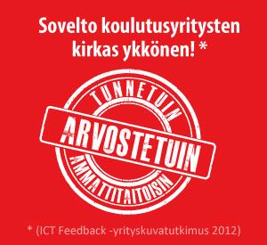 Arvostetuin, osaavin ja tunnetuin Sovelto on Taloustutkimuksen ICT-Feedback-tutkimuksen mukaan Suomen tunnetuin ja paras ICT-kouluttaja vuonna 2012.