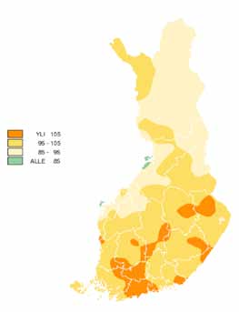 Tarkasteltaessa huomattavasti harvinaisempia kuin keskimäärin joka toinen vuosi ylittyvien vuorokausisademäärien alueellisia jakaumia on otettava huomioon, että satunnaisuudella on kasvava merkitys,