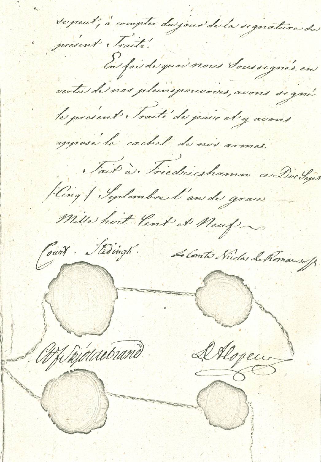 Haminan rauhansopimus allekirjoitettiin 17.9.1809.