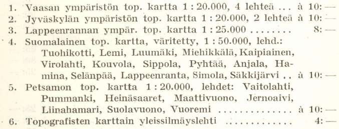 Tilastokartat. Suomalaiset topografiset kartat.