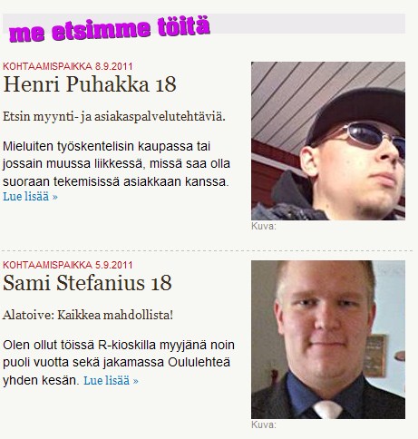 Kohtaamispaikassa työ kohtaa tekijänsä Kampanjan verkkosivut toimivat kohtaamispaikkana