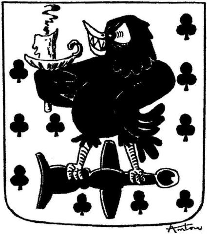 Kuva 2. Kuntaliitoskeskustelu kiinnosti myös kuntalaisia. Sauvolainen Antti Länsitalo piirsi keväällä 1968 pilapiirroksen uuden Peimarin kunnan (Sauvo, Karuna, Paimio) vaakunasta.