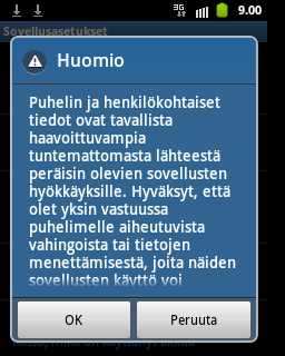 Paina Huomio-valintaikkunassa OK. 8.