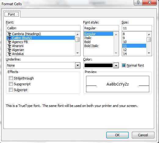 Aukeaa laatikko, josa voi valita solujen muotoilun. Effects- kohdasta valitaan joko superscript (yläindeksi) tai subscript (alaindeksi). Format Cells valikosta voi valita muitakin tärkeitä asioita.