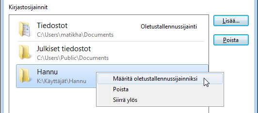 Käyttöjärjestelmä ja tiedonhallinta Windows 7 s. 34/47 Uuden kirjaston luominen Oletuskirjastojen lisäksi on mahdollista luoda uusia kirjastoja. 1. Valitse ensin Kirjastot. 2.