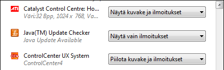 Käyttöjärjestelmä ja tiedonhallinta Windows 7 s. 6/47 kospainikkeella, jonka jälkeen kyseiseen kohteeseen liittyviä asetuksia pääsee katsomaan tai säätämään.