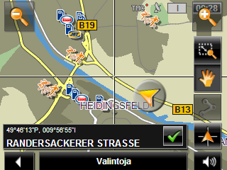 Pienennä: Näytetty kartanosuus suurenee, mutta näet vähemmän yksityiskohtia. Suurenna: Näytetty kartanosuus pienenee, mutta näet enemmän yksityiskohtia.