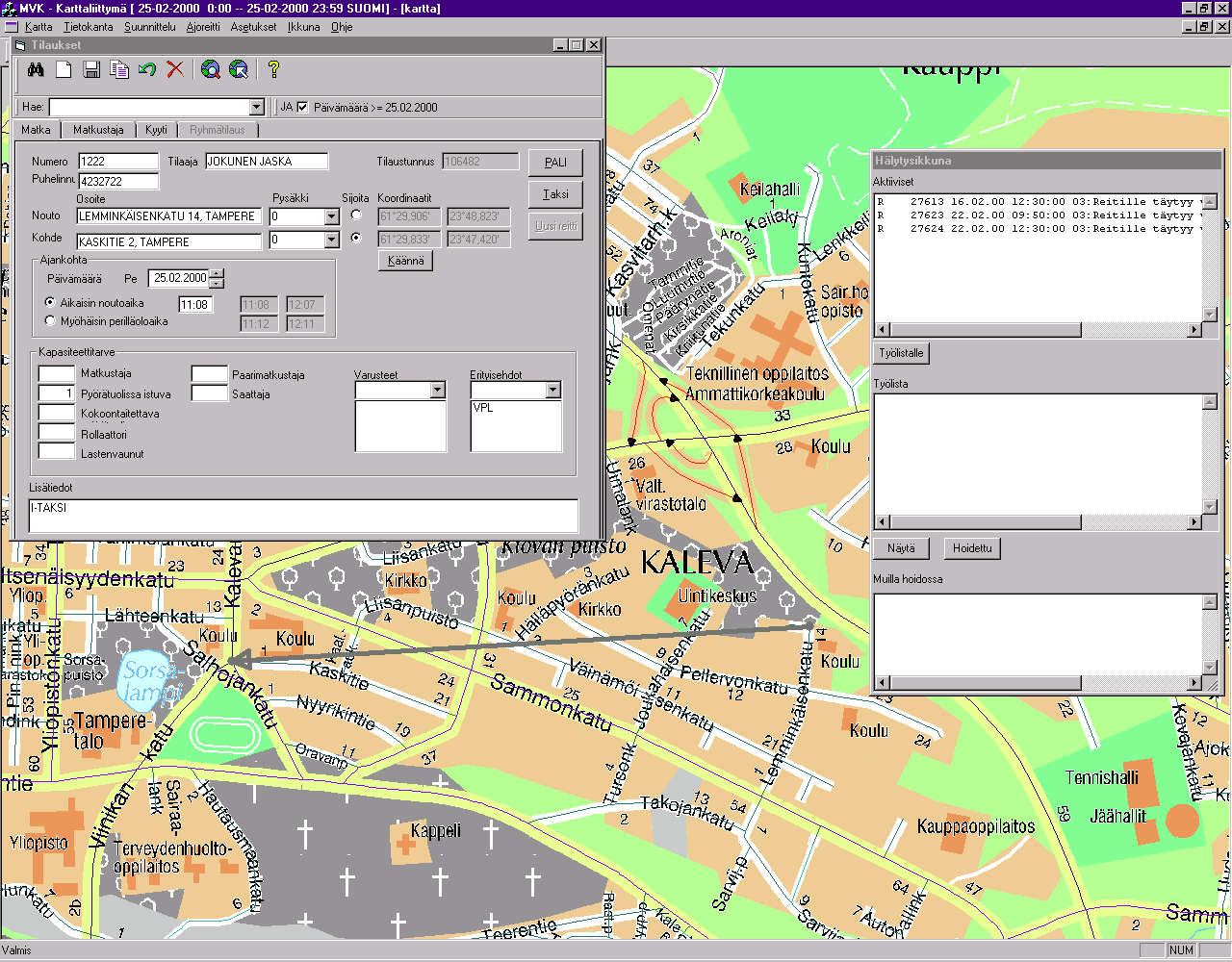 14 TAMPEREEN MATKOJENYHDISTELYKESKUKSEN PROJEKTISUUNNITELMA LIITE 1 Ohjelmiston tekniikkaa Ohjelmisto on toteutettu C++ ja Visual Basic -ohjelmointikielillä. Tietokantana on Oracle.