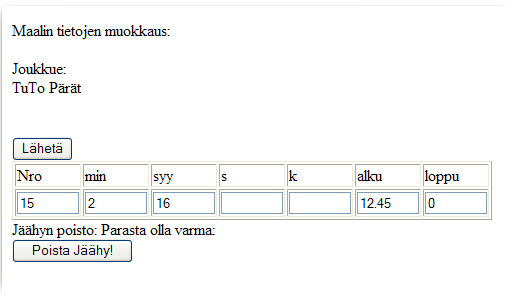 ! Virheellinen tai muuttunut jäähy voidaan korjata jäähyn muokkaus ruudussa. Klikkaamalla pelaajan numeroa, aukeaa muokkausruutu, jossa voit muuttaa kaikkia kohtia.