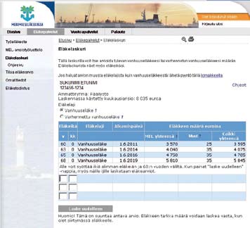 (För förfrågningar om andra pensionsslag finns det en länkförbindelse på sidan.