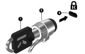 Valinnaisen lukitusvaijerin asentaminen HUOMAUTUS: Vaijerilukko on suunniteltu torjumaan uhat, mutta sen avulla ei välttämättä voi estää tietokoneen väärinkäyttöä tai varastamista. 1.