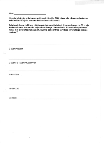 Jaakkola et. al. (2001) KOLMIO matematiikan tietokirja Tammi, s. 118. Luonnollisen kielen käytön mahdollisuus ratkaisussa?