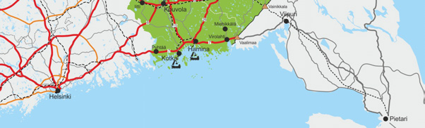 Kymenlaaksossa väestöstä 87 % ja Etelä- Karjalan väestöstä 82 % asuu taajamissa (koko 84 %). Alueen suurimmat kaupungit ovat Kouvola, Kotka, Lappeenranta ja Imatra.