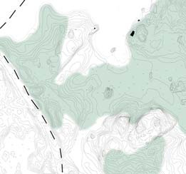 Myös lännessä sijaitsevan mäen etelärinteet ovat lämpimiä ja aurinkoisia. Varjoon puolestaan jää erityisesti alueen keskellä sijaitsevan kukkulan itä- ja pohjoisrinne.