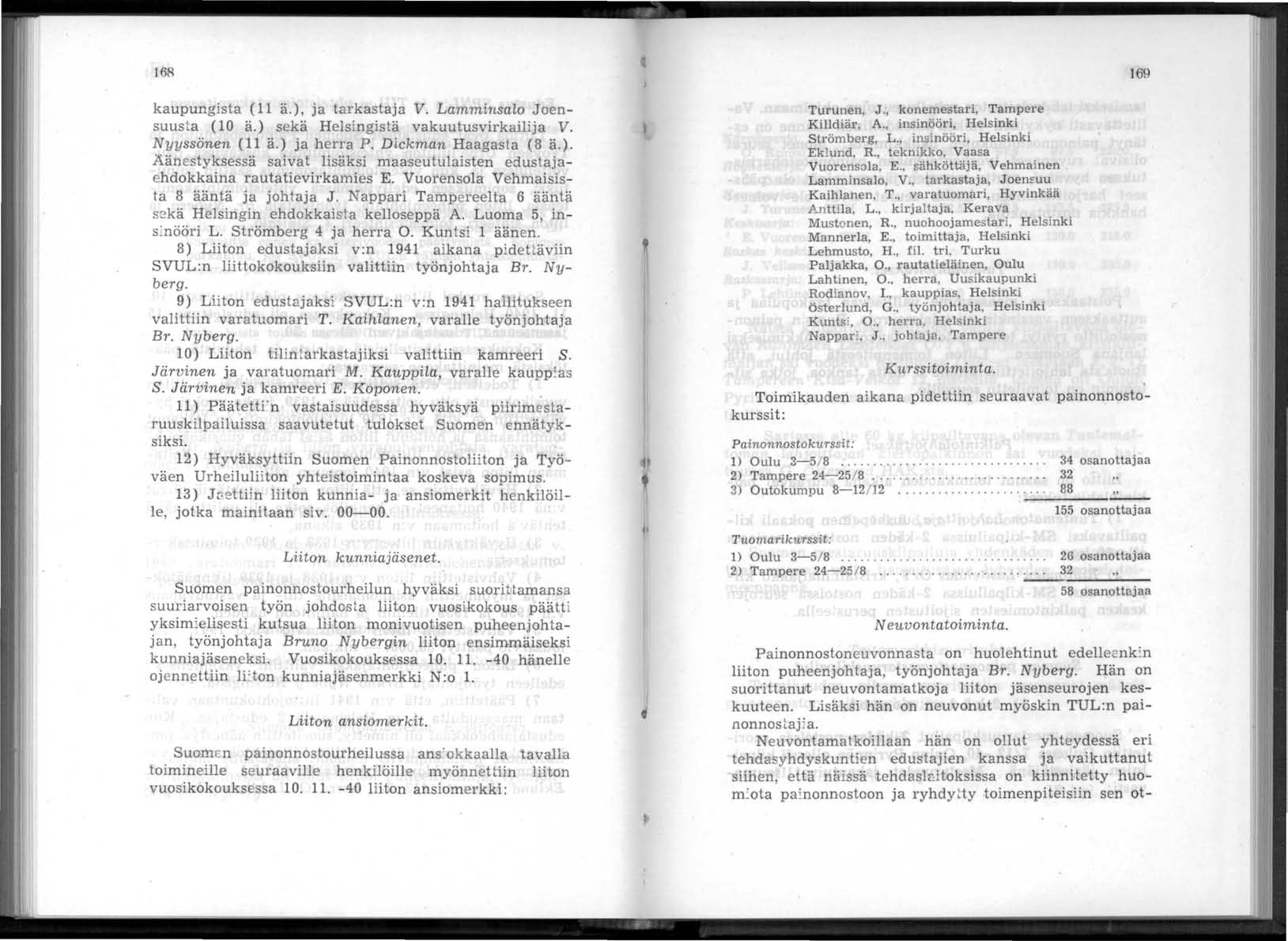 168 kaupungista (11 ä.), ja tarkastaja V. Lamminsalo Joensuusta (10 ä.) sekä Helsingistä vakuutusvirkailija V. Nyyssönen (11 ä.) ja herra P. Dickman Haagasta (8 ä.). Aänestyksessä saivat lisäksi maaseutulaisten edustajaehdokkaina rautatievirkamies E.