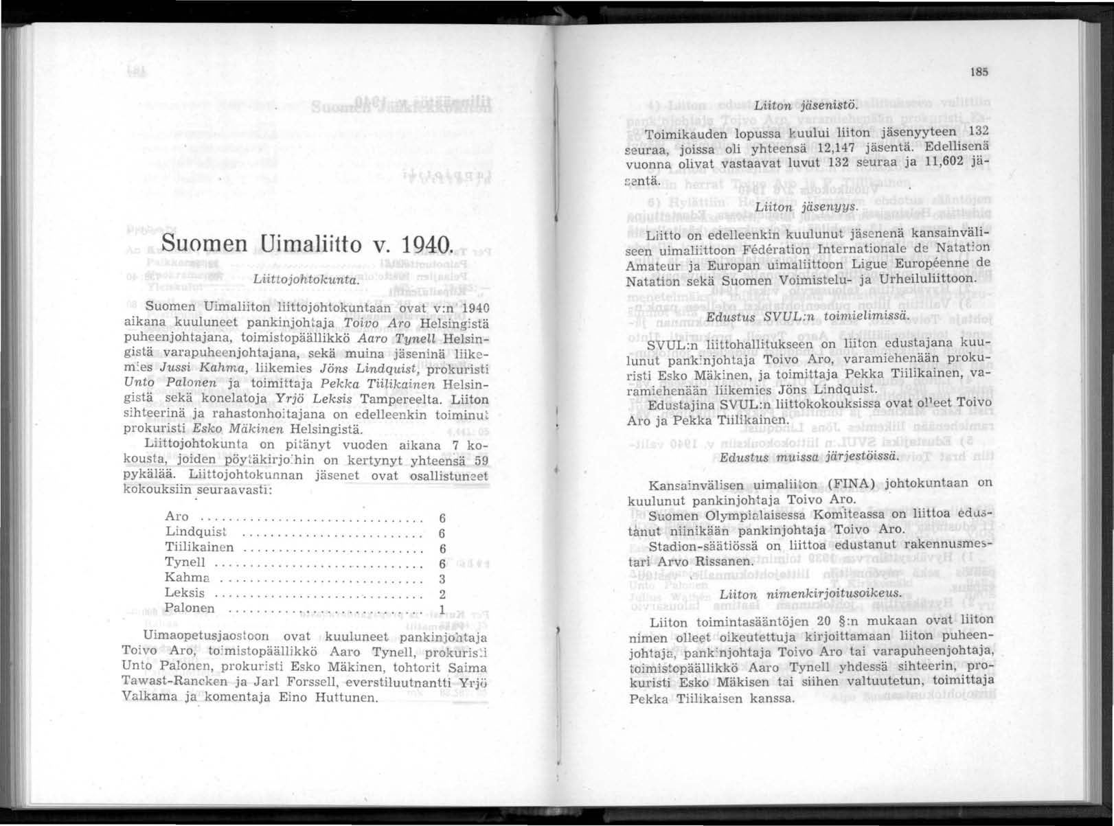 185 Liiton jäsenistö. Toimikauden lopussa yuului liiton jäsenyyteen. 13~ seuraa, JOlssa oli yhteensä 12,147 jäsent~. Edelhse.~a vuonna olivat vastaavat luvut 132 seuraa Ja 11,602 Ja- :::entä.