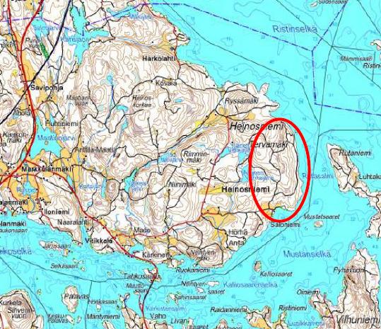 9 metsäistä maastoa. Eteläosassa on Päijänteen virkistysalueyhdistyksen omistama Tervamäen valtakunnallinen veneulkoilualue. Rannan tuntumassa kulkee tie läpi selvitysalueen.