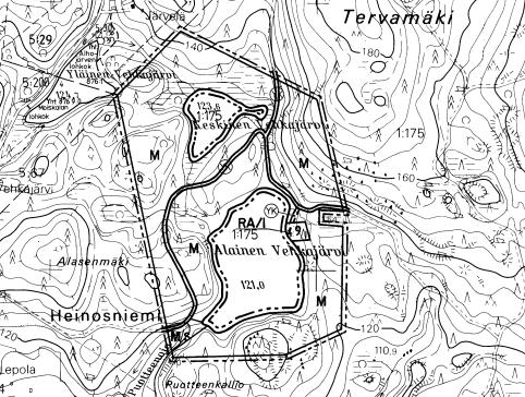 Kaava-alueen eteläosa.