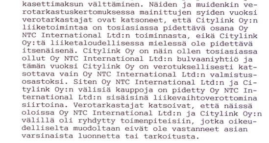 Pos.20.4.7 Tässä perustelut kertoo Citylinkin olleen NTC valmistusosasto, että CityLink ei ole liiketaloudellisesti ollut itsenäinen, sekä bulvaani.