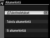 Valitse tulostustavaksi Tulostinoletukset (nykyinen oletustulostin), Tulosta sivun Reunus reunukset (valkoisen reunuksen tulostus) tai Ei reunusta painamalla 1 tai 3.
