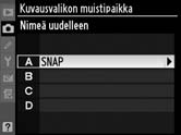 2 Kirjoita nimi. Siirrä kohdistinta nimialueella painamalla W-painiketta ja painamalla 4 tai 2.
