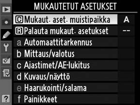 A Mukautetut asetukset: