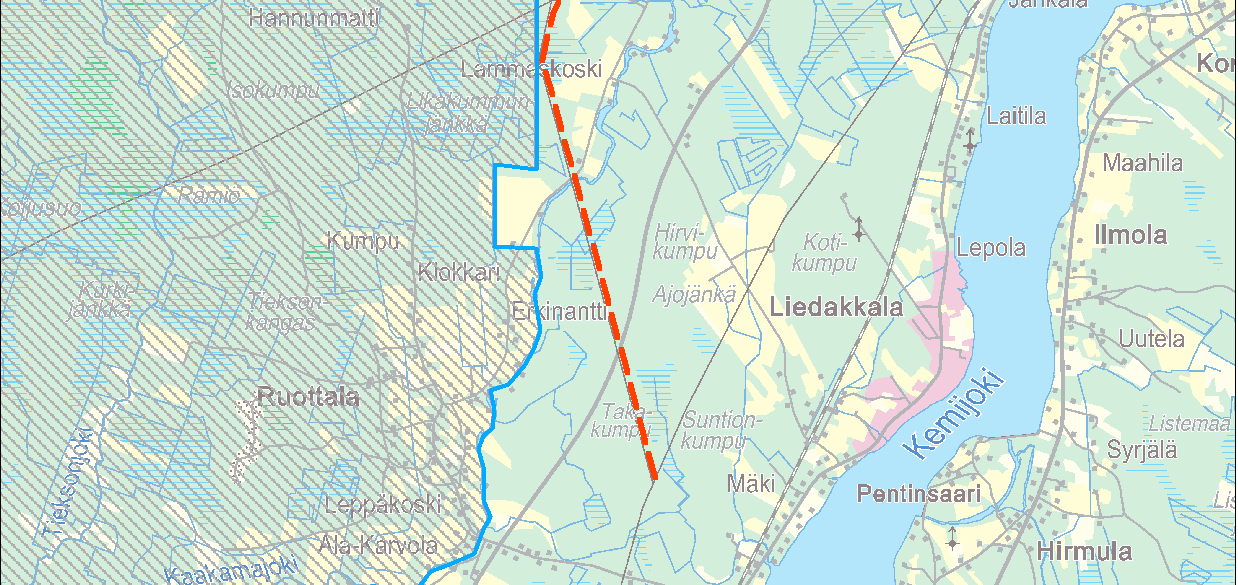 Keminmaan pohjoinen osa sivuaa Tornion yleiskaavaa (kuva 5). Kuva 5.