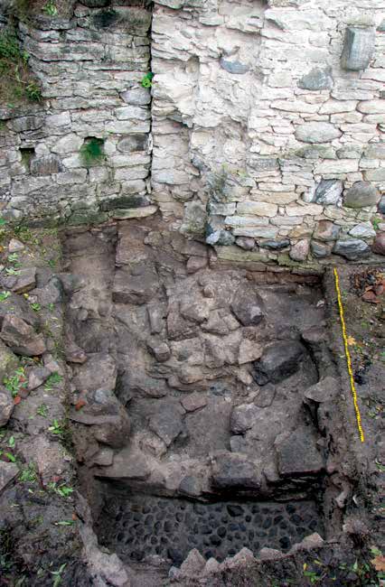 108 Kadakas Kadakas 109 Sisäpiha Vuosina 2010 2011 sisäpihan kaivauksille asetettiin monta tavoitetta: 1) löytää ristikäytävän muurien tai pilareiden jäänteet; 2) löytää myöhemmästä klausuurista