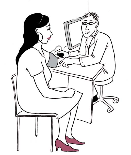 Kiitos! Leila odottaa. Lääkäri on vähän myöhässä. Nyt lääkäri Janne Oksanen tulee ja kutsuu Leilan huoneeseen. Päivää, Oksanen. Leila Faisal, päivää. Miten voin auttaa?