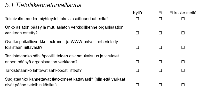 4/8 4.2 Tarkistuslistat Jos uhkakartoituksessa käytetään tarkistuslistoja, ensimmäinen tehtävä on valita käyttökelpoiset listat.