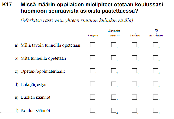 Liite 9: studinf-muuttujan (oppilaan mielipiteen