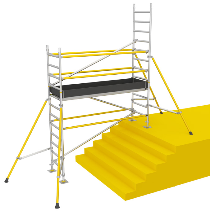 MUUT KOKOONPANOT / TELINE PORTAISSA Sivukehyksiä vaihtamalla on mahdollista rakentaa teline portaisiin tai alustalle, jossa on korkeuseroja. 1.