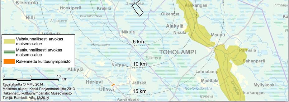 Kattavampi maisemaselvitys Kuuronkallion tuulivoimapuiston alueelta on esitetty