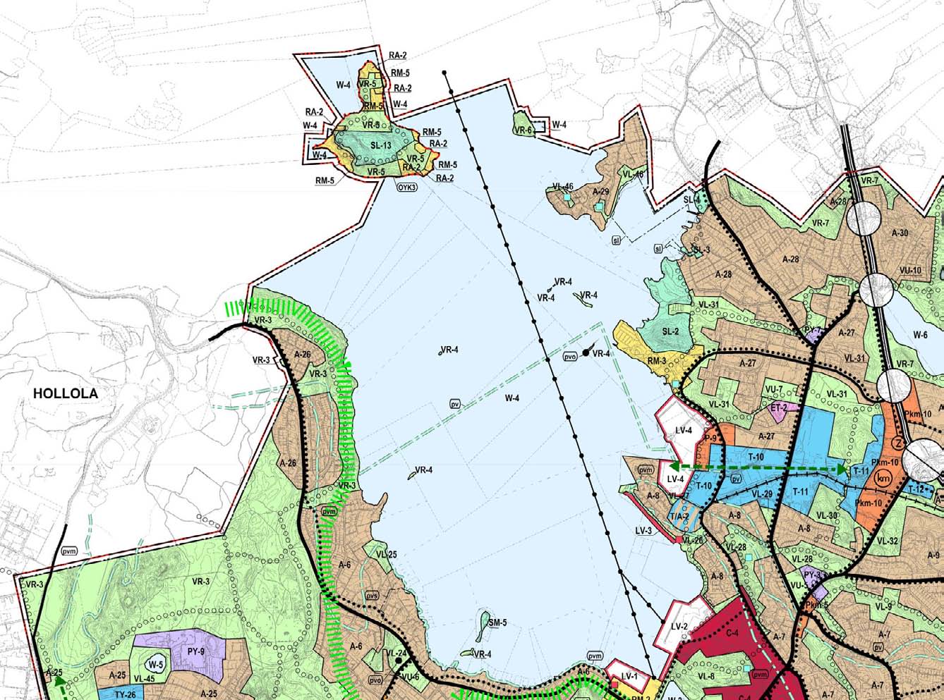 Kuva 6. Ote Lahden yleiskaavasta 2025. Asemakaavat Alueella ei ole voimassa asemakaavoja.