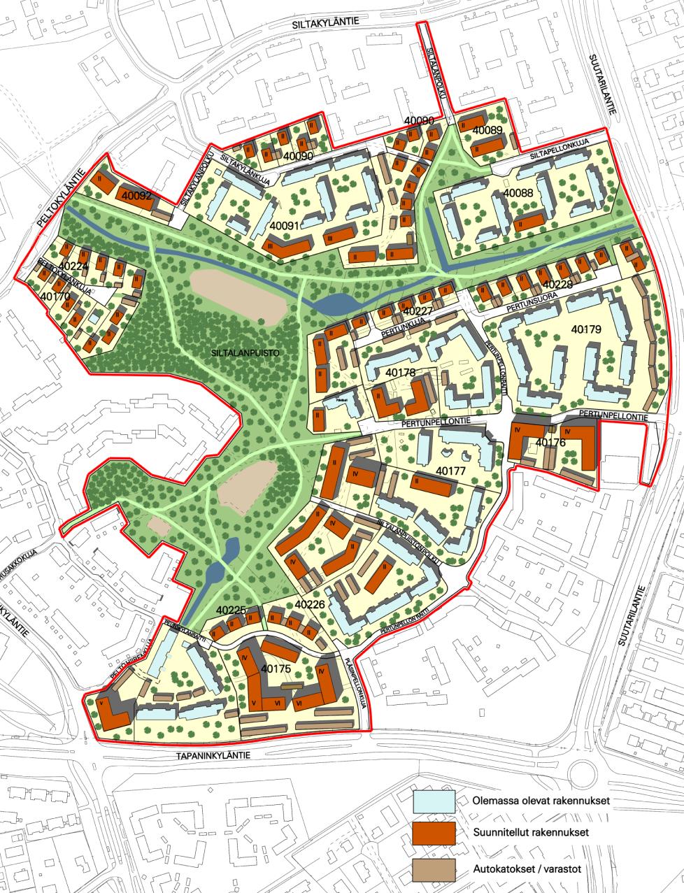 Suutarila Siltamäen eteläosan havainnekuva Tapaninkylä Hiirakonkuja Varattavana A 1500 k-m2 3 enintään viiden asunnon asuinrakennusta.