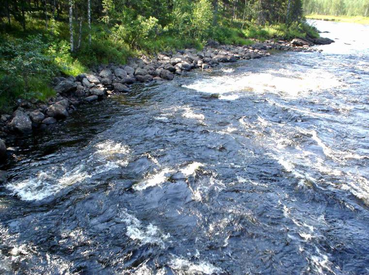 6.4.2.1 Aittokoski (alaosa) Aittokosken sillan alapuolisen osan pituus on 20 m. Koskialueen alku- ja loppupisteiden koordinaatit ovat 3673642 ja 7045028 sekä 3673607 ja 7045018.