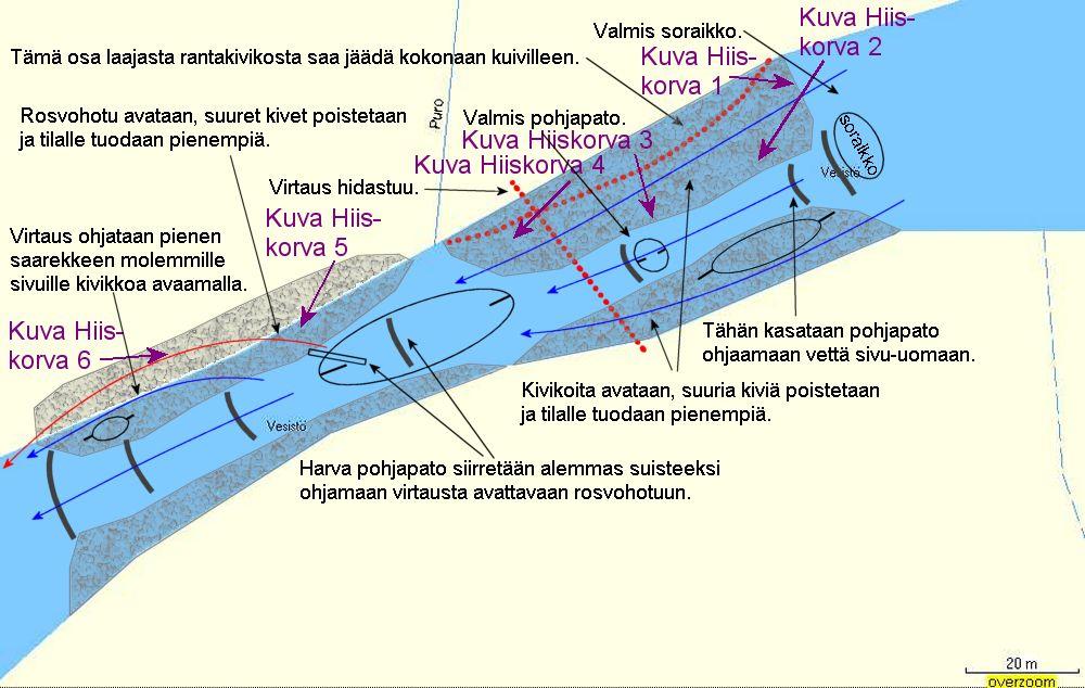 Kunnostuskartta Hiiskorva I 1. Hiiskorva I:n tämänhetkinen poikastuotantopinta-ala on noin 300 m 2. Tämä voi kasvaa kunnostusten myötä noin 1 800 m 2 :iin.