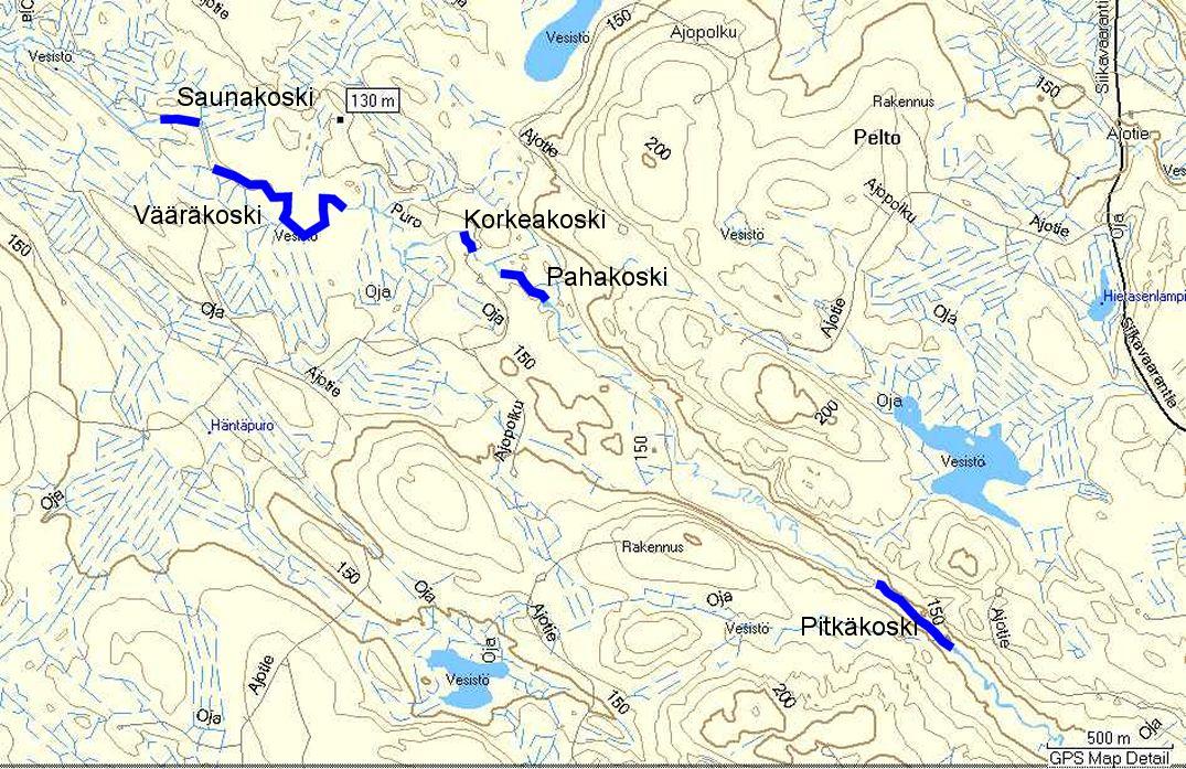 Pudaskosken tämänhetkinen poikastuotantopinta-ala on noin 900 m 2.