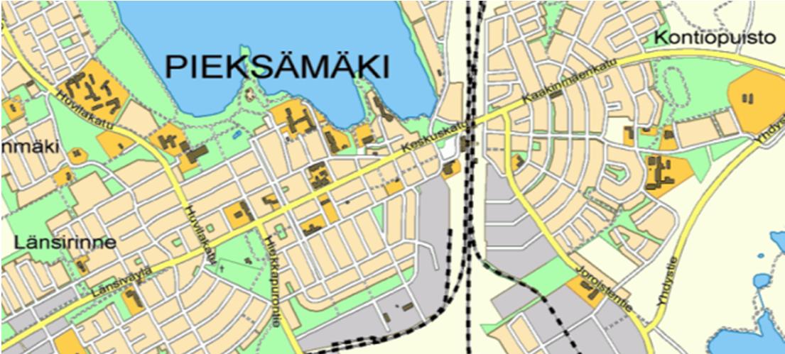 2 2. MAANKÄYTTÖ VALUMA-ALUEELLA 2.1 Nykytila Pieksämäen keskustassa, radan itäpuolella sijaitseva selvitysalue muodostaa valuma-alueineen n.