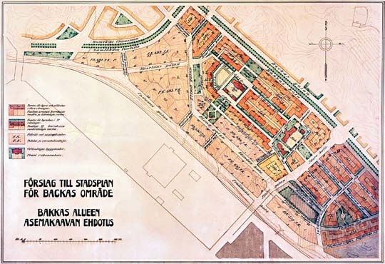 Vallilan asemakaava Vallilan jakokaava työväen asuntoja varten Sörnäisten satamaradan koillispuolelle tehtiin Gustaf Nyströmin aloitteesta vuonna 1908.