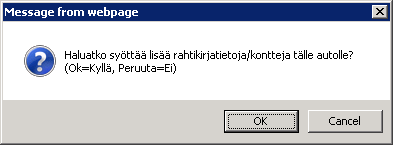 Kun olet syöttänyt yksikön sisällöksi kaikki haluamasi erät, paina Rahtikirja valmis-painiketta Kuva 2-7: Tilanne sen jälkeen kun yksikölle on lisätty sisällöksi esimerkin vientierä 2.