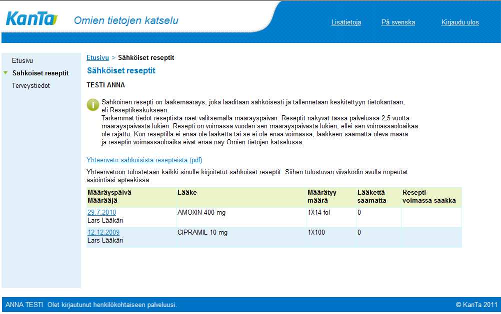 Sähköiset reseptit - Reseptikeskukseen