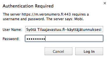Mikäli salasana on unohtunut paina Unohtuiko salasanasi linkkiä osoitteessa www.tilaajavastuu.fi.