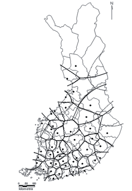 (maakuntakeskukset), IV (seutukuntakeskus) ja V (kaupunkikeskus)