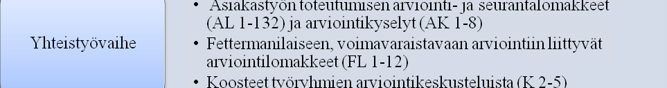 Koodit on muodostettu tiedoston nimen lyhenteenä, esimerkiksi YH = yksilöhaastattelu, K = kooste, RK = ryhmäkeskustelu, ja ne on numeroitu juoksevan numeron mukaisesti.