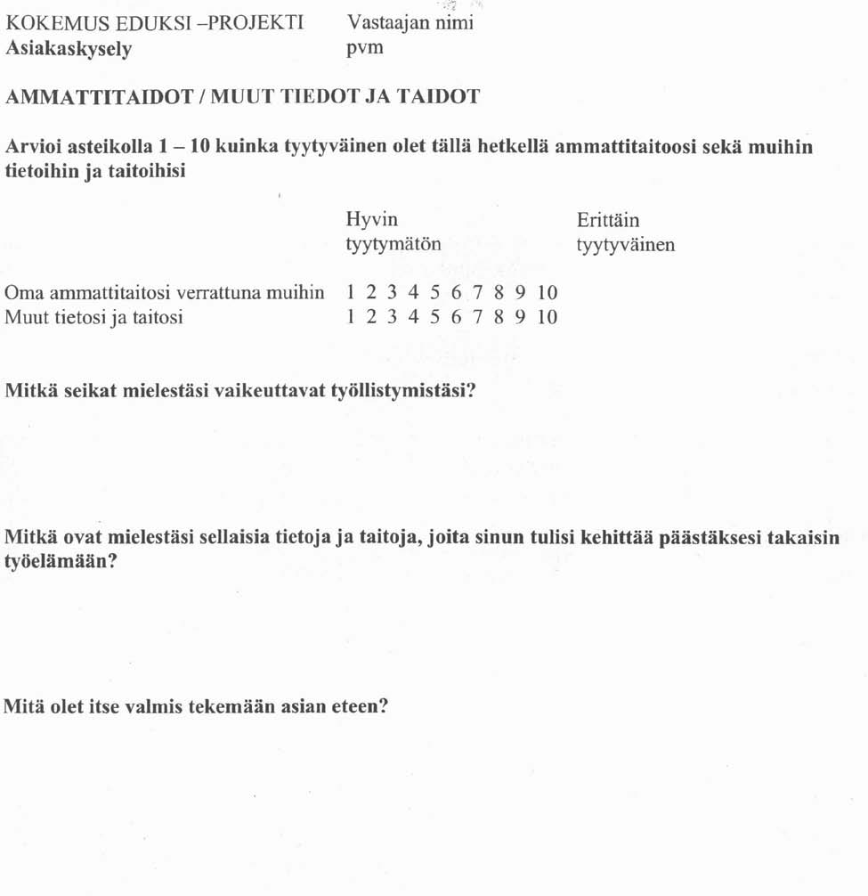 LIITE 1 Kokemus Eduksi -projektin arviointiaineistot Sivu 14/27 KOKEMUS