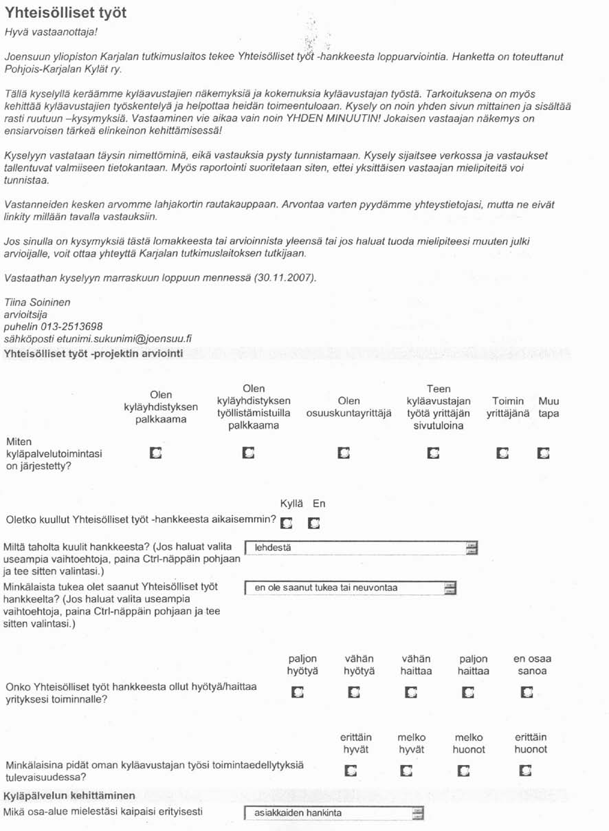 LIITE 2 Optio työelämään Joensuun seudun